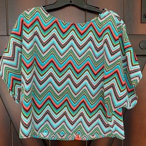 Alya women’s short sleeve multi-colored blouse